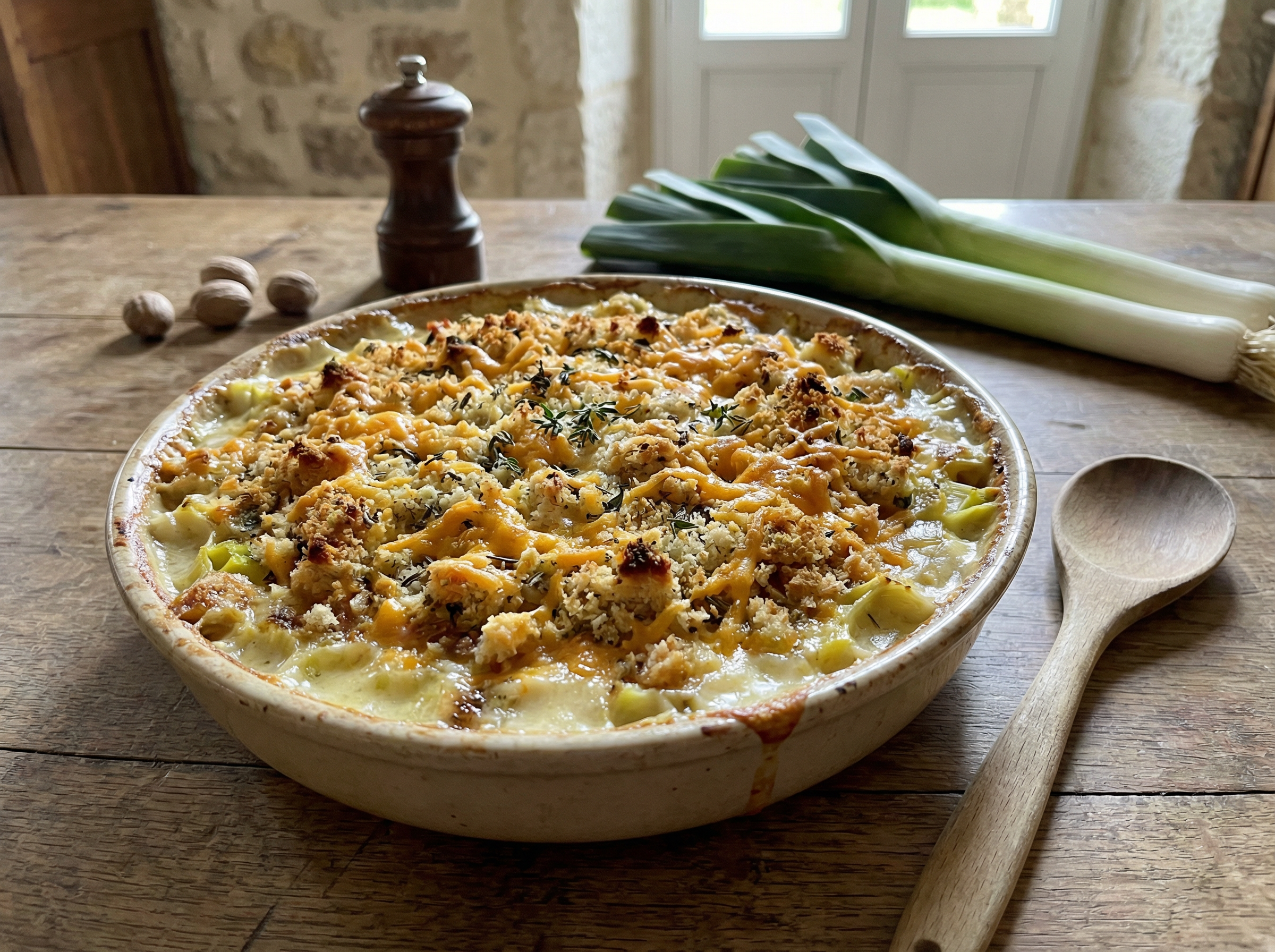 Crumble de poireaux aux fromages et épices : savoureuse et simple