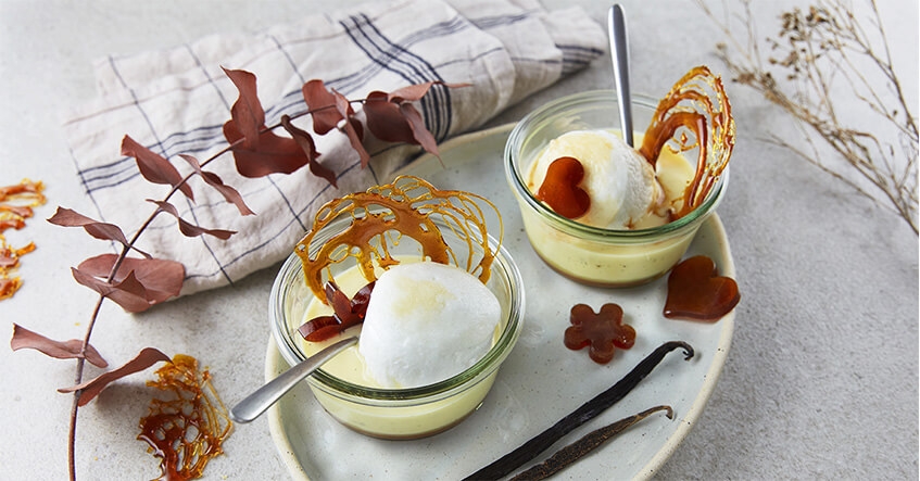 recette Ile flottante décor caramel et crème anglaise