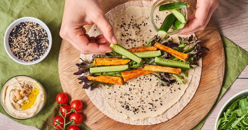 wrap recette au concombre et patate douce